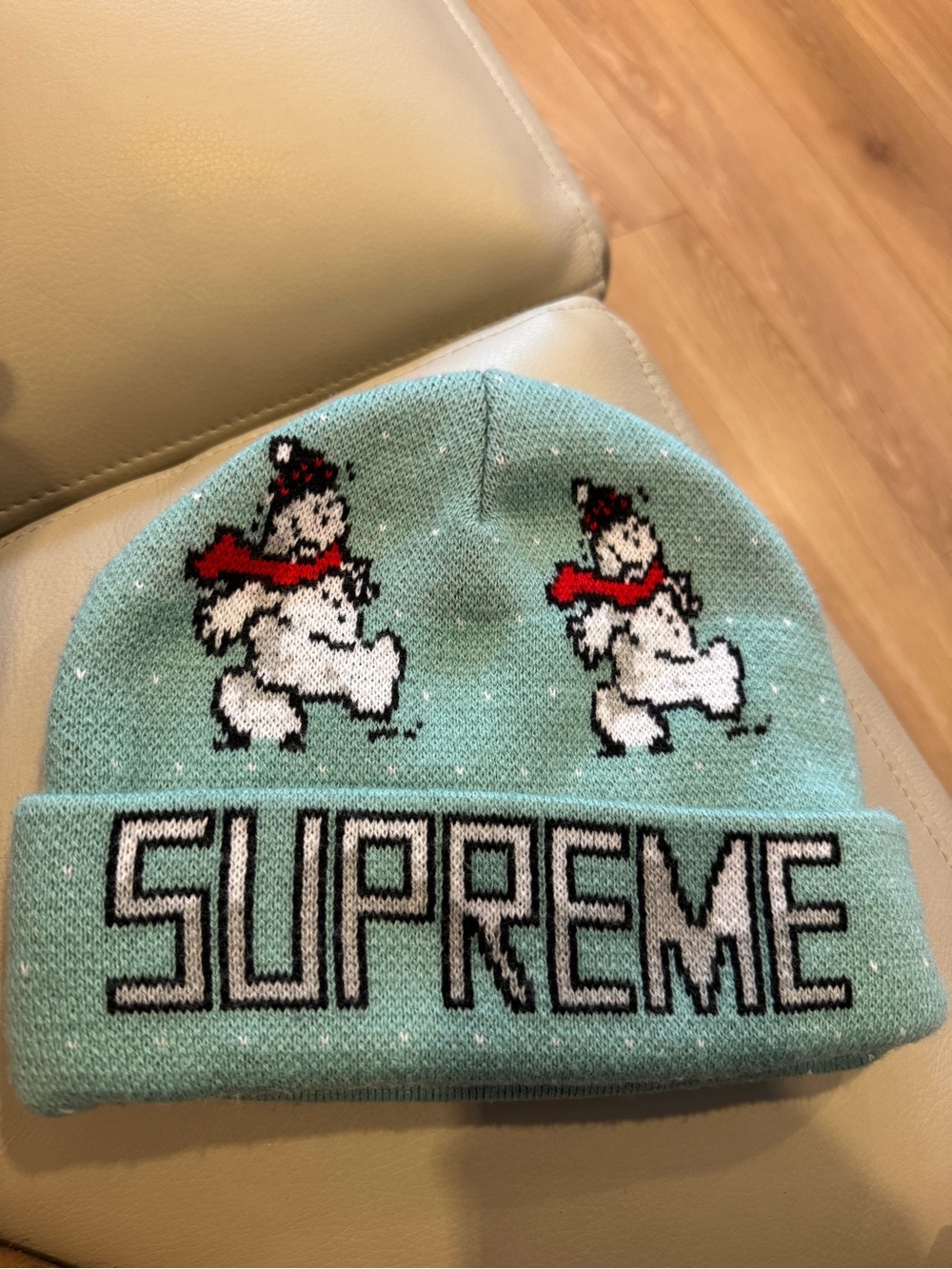 Supreme 2021 limited Snowman Pale Mint Green Beanie